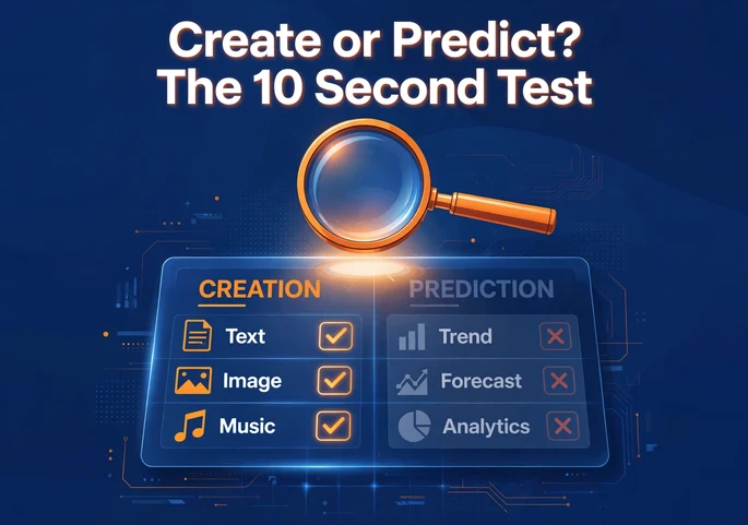 Create or predict, the 10 second test for AI tasks