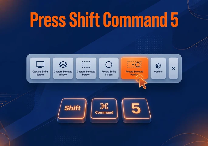 Shift Command 5 toolbar to record screen on Mac